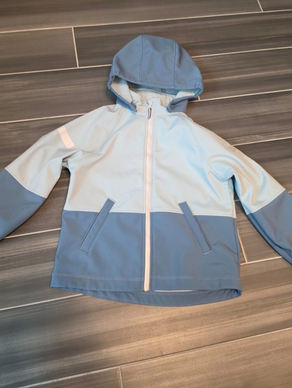 H&M Kids Navy Hooded Raincoat with Reflective Trim 6-7 years